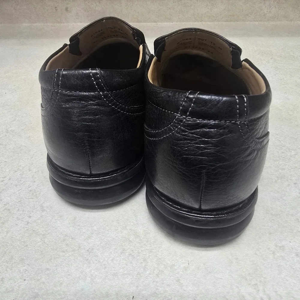 Nunn Bush‎ Mens Black Leather Slip On Loafers Dress Shoes Sheepskin Lining 81044
